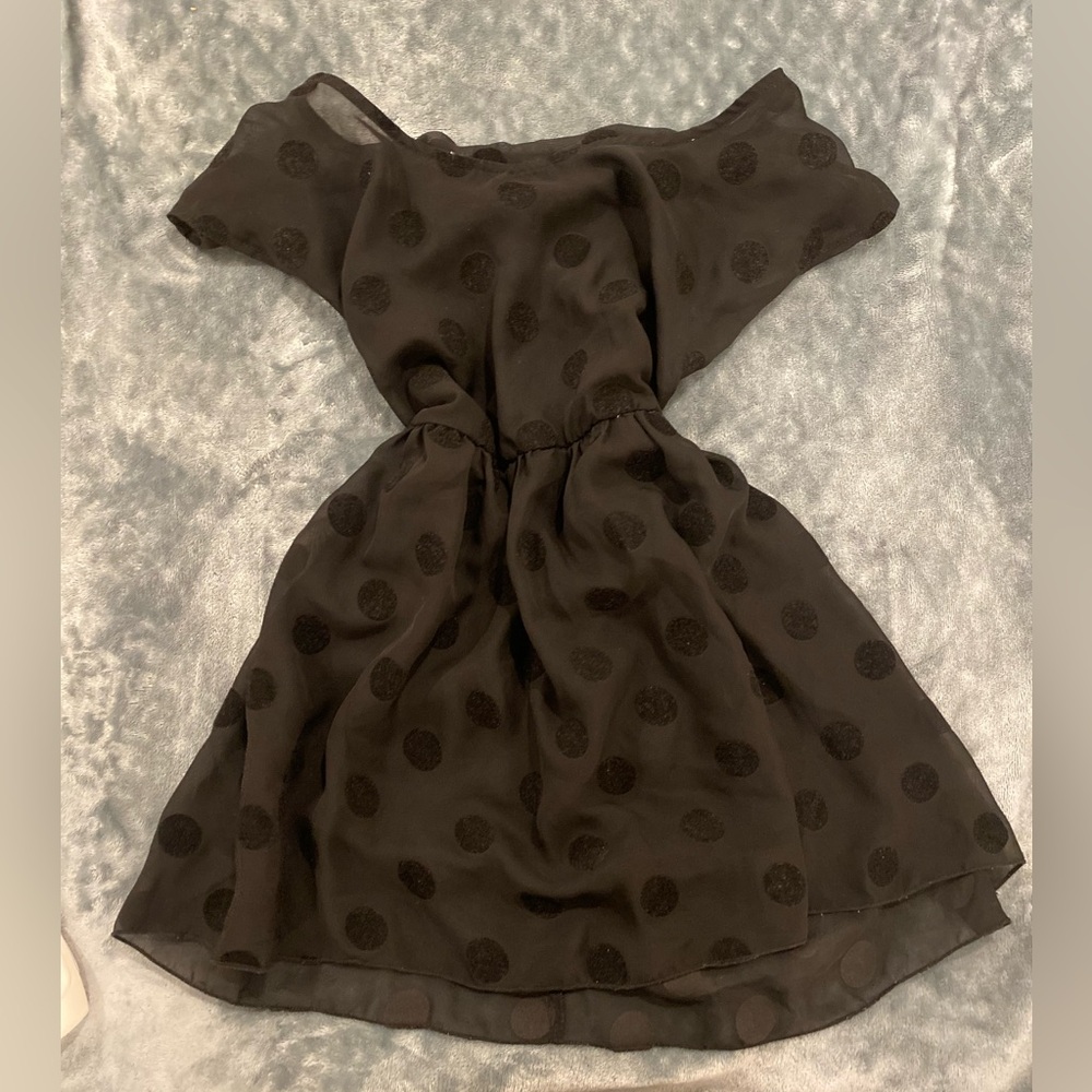 Small Black Polka Dot Sheer Mesh Shirt. Loose Fit.